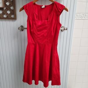 Tropical Wear Red A Line Side Zip Swing Dress